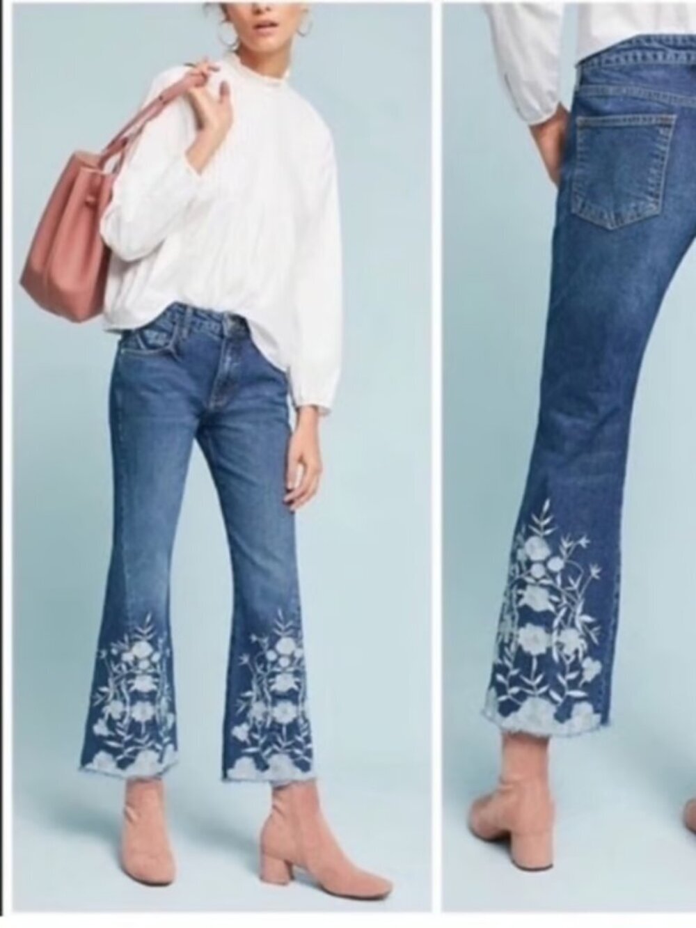 Pilcro and the letterpress High-Rise Cropped Flare Jeans Anthropologie NWT 28